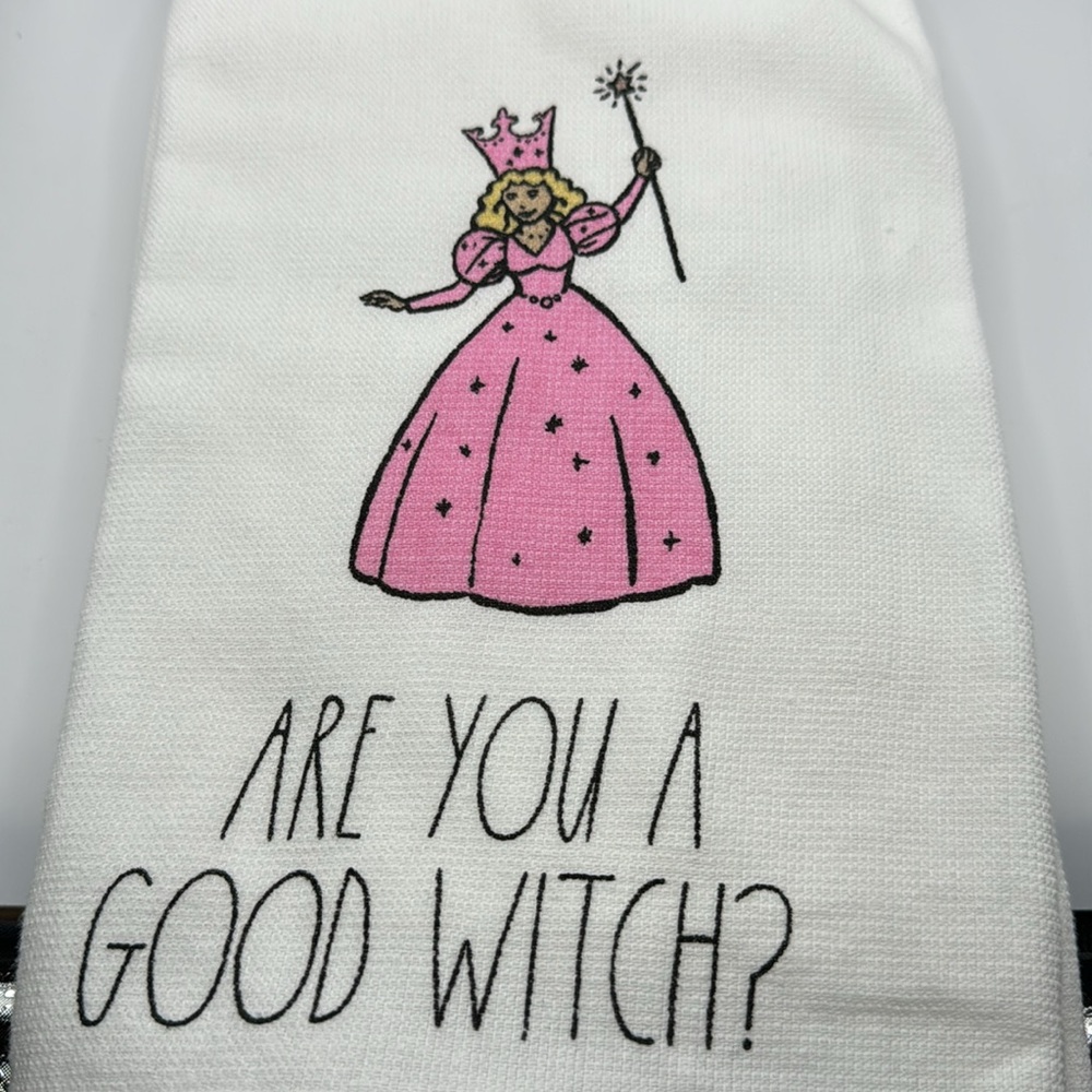 Rae Dunn Pink & Black 'Good Witch / Bad Witch' Kitchen Towels - Set of 2 - Picture 4 of 8